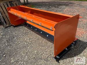 lot 117 image: 8 foot snow pusher box plow. Skid steer quick...