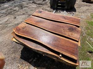 lot 148 image: 30x Live edge mixed species slabs 112IN x R...