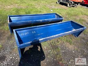 lot 27 image: 2X 90in steel feeding trough. MDI Item is lo...