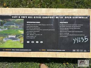 lot 44 image: ATS 11ft x 19ft all steel carport with 10ft o...