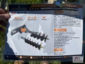 lot 71 image: LandHonor hydraulic post hole digger for skid...