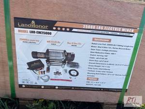 lot 184 image: LandHonor 25000lb electric winch with 91ft ca...
