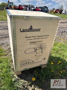 lot 186 image: LandHonor diesel fuel transfer pump with 49ft...