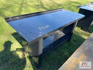 lot 213 image: Light duty painted steel work table, 60 x 25....