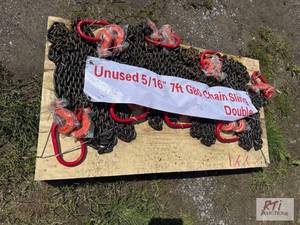 lot 217 image: 8X 7ft grade 80 516in double leg chain sling...