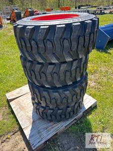 lot 222 image: 4X Forerunner 12-16.5 skid loader tires on Bo...