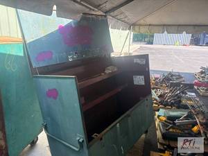 lot 65 image: 5 x 4 steel storage box on wheels job box....