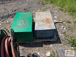 lot 87 image: Two steel storage job boxes....