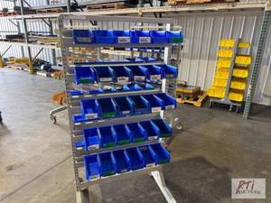 lot 48 image: Uline panel mobile stackable bin organizer wi...