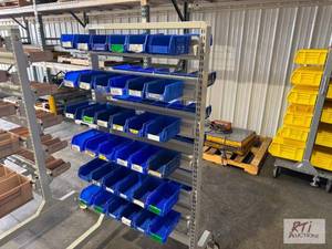 lot 49 image: Uline panel mobile stackable bin organizer wi...
