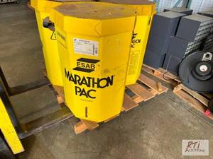 lot 80 image: 550lb drum of ESAB Spoolarc 86 MIG welding wi...