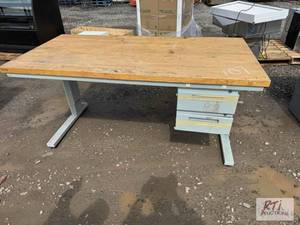 lot 108 image: Desk with butcher block top...