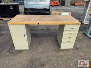 lot 109 image: Desk with butcher block top...