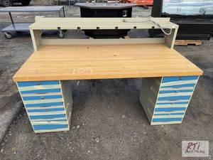lot 110 image: Desk with butcher block top...