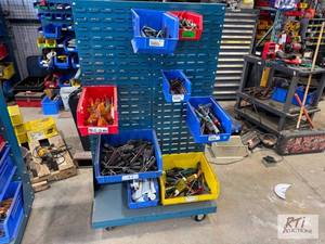 lot 187 image: Bin rack organizer with bins and tools...