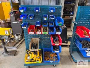 lot 188 image: Bin rack organizer with bins and tools...