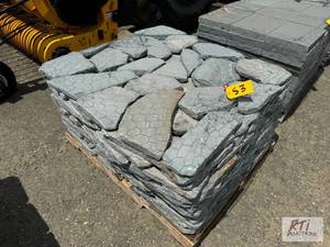 lot 220 image: Random tumbled bluestone pavers...
