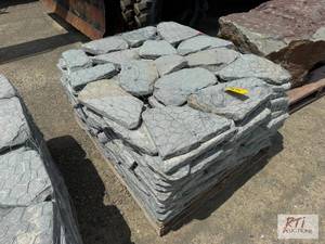 lot 228 image: Random tumbled bluestone pavers...