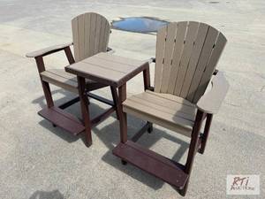 lot 250 image: (2) Outdoor poly furniture bar-heig...