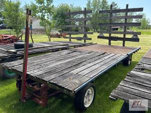 lot 145 image: Home built wagon. Metal and wood deck. Dimens...
