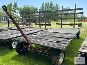 lot 146 image: Home built wagon. Metal and wood deck. Dimens...