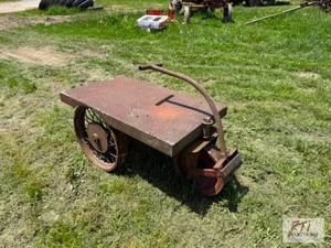 lot 307 image: Heavy-duty steel cart with steel wheels.&nbsp...