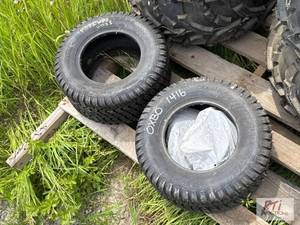 lot 34 image: Waterloo- (2) 16x6.5-8 OXBO merger tires&nbsp...