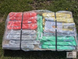 lot 147 image: Crate of mixed size webbing slings,...