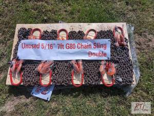 lot 150 image: 8X 7ft grade 80 double leg chain sl...