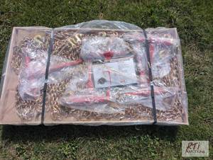 lot 154 image: Crate of chains and binders includi...