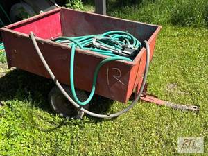 lot 116 image: Tow-behind red utility cart and con...