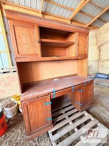 lot 504 image: Solid wood office desk. Item is loc...