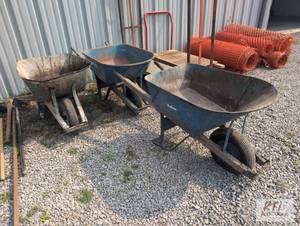lot 71 image: (3) Jackson metal wheel barrels...