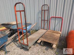 lot 72 image: Metal hand cart Hand cart with wood...