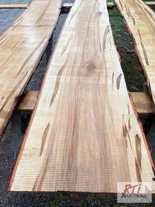 lot 212 image: 3 Live edge Abrosia Maple Slabs. 1...