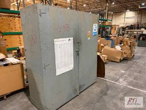 lot 233 image: Wooden cabinet with supplies...
