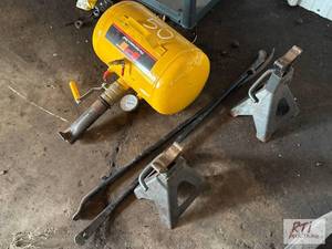 lot 50 image: Air tank, pry bars and jack stands...