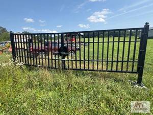 lot 239 image: 20ft x 7ft wrought iron bi-parti...