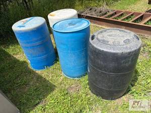 lot 370 image: (4) plastic barrels. (Lot #13) T...