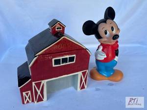 lot 34 image: Cookie jar and Mickey mouse piggy b...
