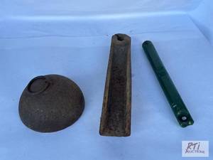 lot 36 image: Barn door weights and wagonbuggy b...