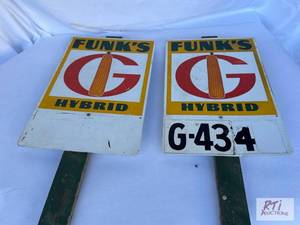 lot 42 image: Funks Hybrid corn signs, metal...