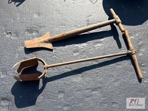 lot 44 image: Post hole digger and tile tool...
