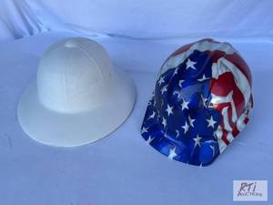 lot 59 image: (2) Hard hats, one a pit helmet...