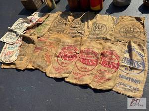 lot 63 image: Antique bean sacks, 15 total...