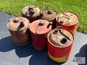 lot 113 image: (6) metal gas cans...