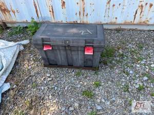 lot 65 image: Plastic tote with misc straps.&nbsp...