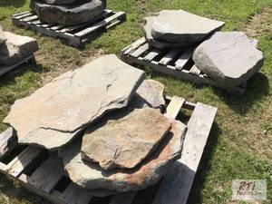 lot 272 image: 2X Pallets of thin landscape rocks,...