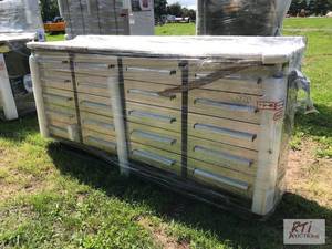 lot 85 image: New 7ft 20 drawer stainless steel w...