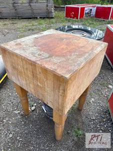 lot 206 image: Wooden butcher block....